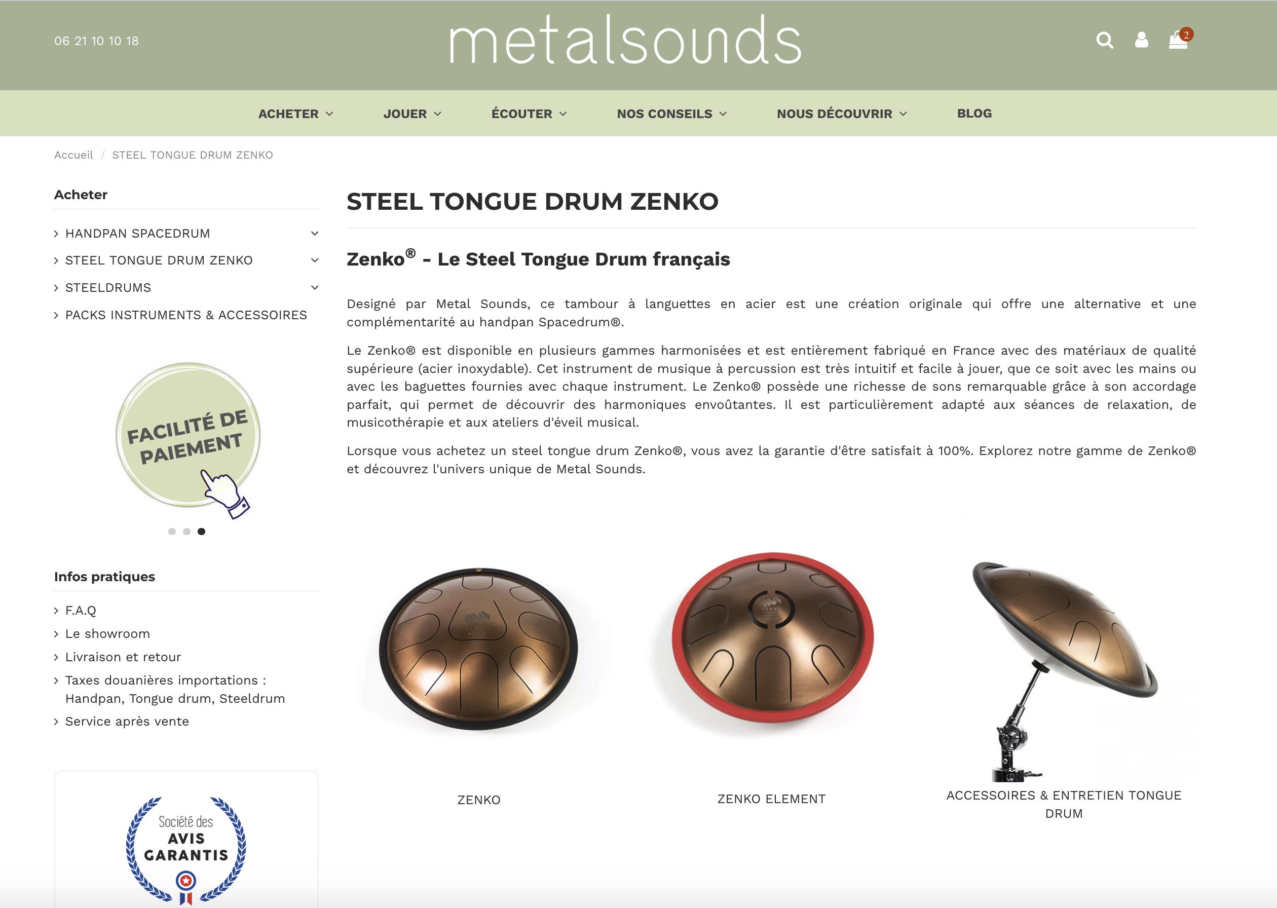 Vente internet steel tongue drum